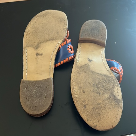 Jack Rogers Navajo Rattan Open Toe Slide On Sandals Midnight Blue/Orange… - Picture 4 of 4